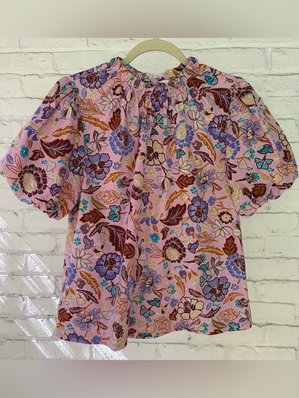 ANN TAYLOR Pink Floral Puff-Sleeve Blouse
